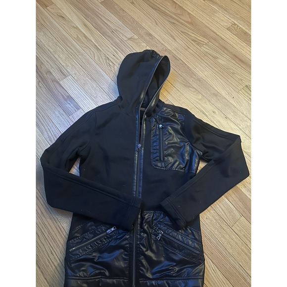 Erin Snow Dani Jacket Black Full Zip Hood Ski faux Leather Hoodie, SHIPS TODAY! - Picture 4 of 4
